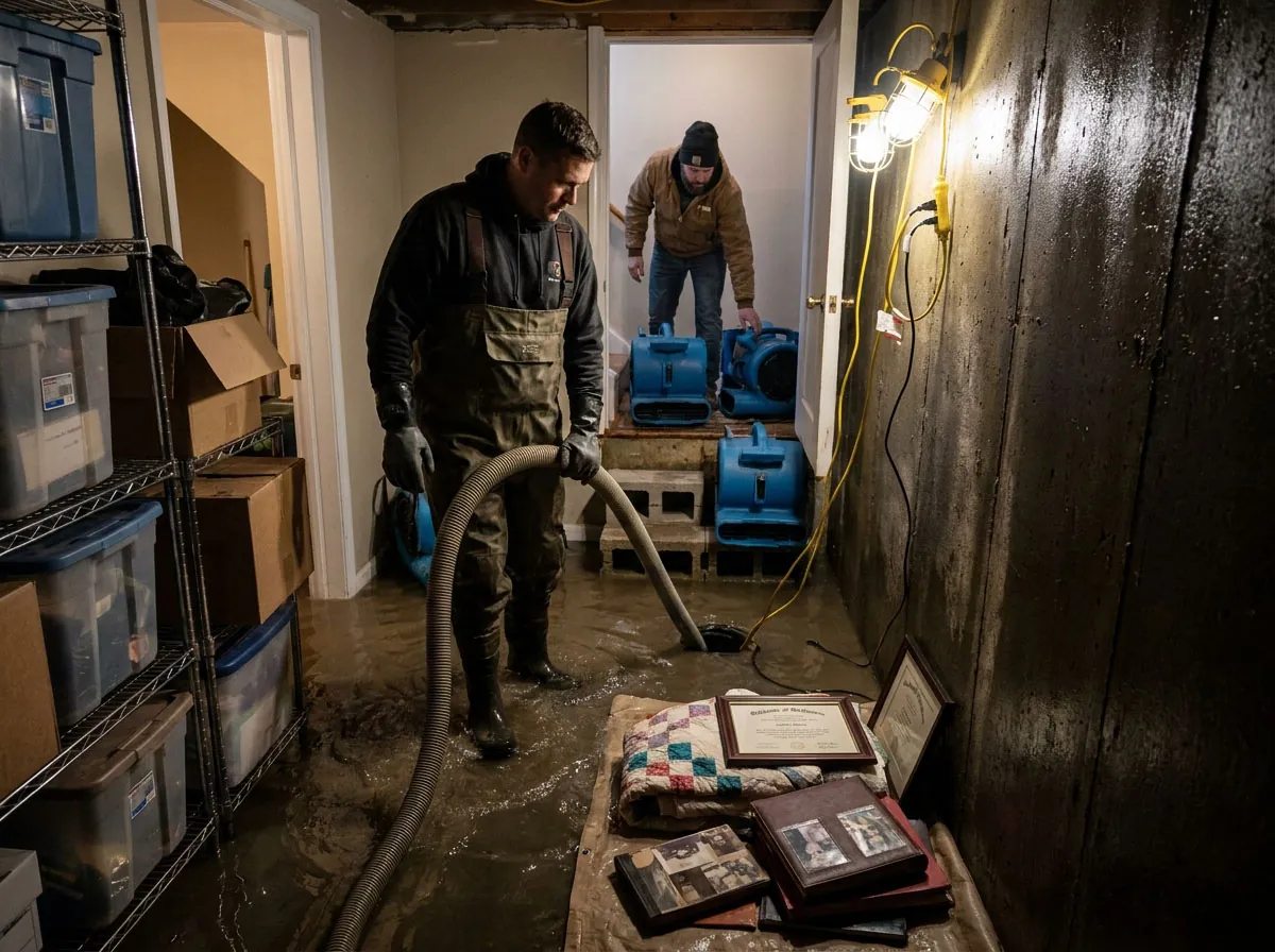 Flood cleanup along Garvin Brook in Stockton, Minnesota
